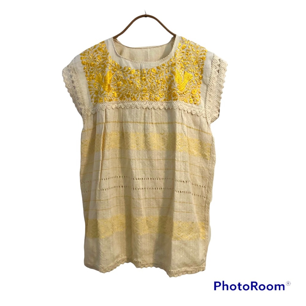 Handmade Size Small Mexican Hand Embroidered Hand Woven Tunic